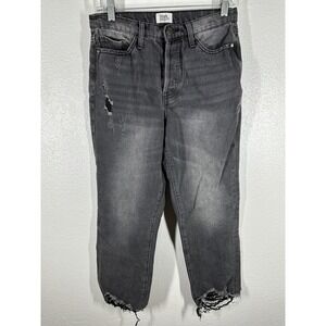 Simple Society Jeans Womens 7 28 Black Gray Distressed Raw Hem Button Fly